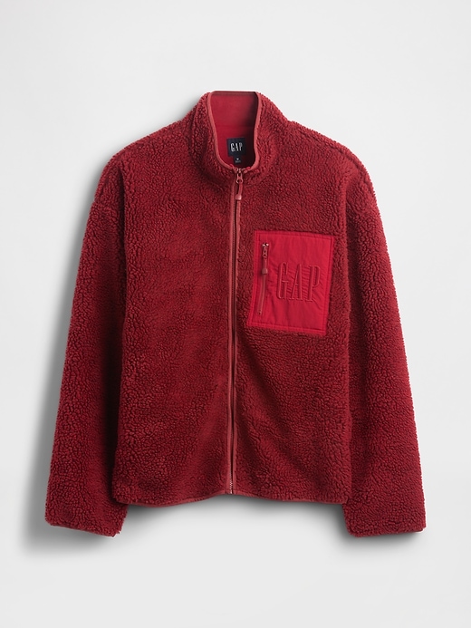 Image number 5 showing, Recycled Sherpa Oversized Logo Zip Jacket