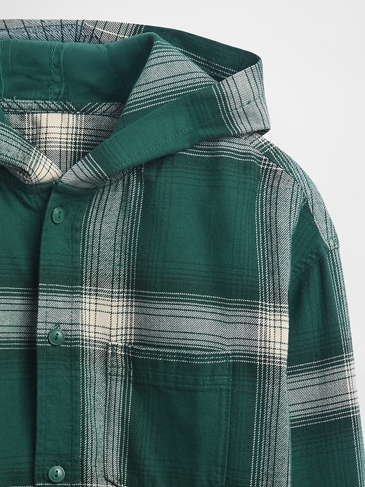 Image number 5 showing, Kids Organic Cotton Hooded Flannel Shirt
