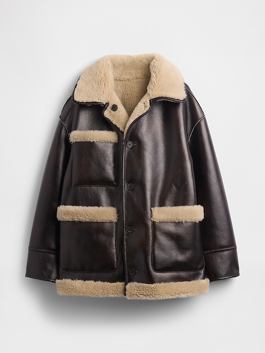 Image number 6 showing, Gap × Sandy Liang Reversible Vegan Leather Sherpa Jacket