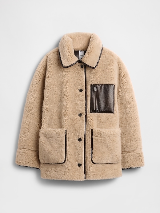 Image number 7 showing, Gap × Sandy Liang Reversible Vegan Leather Sherpa Jacket