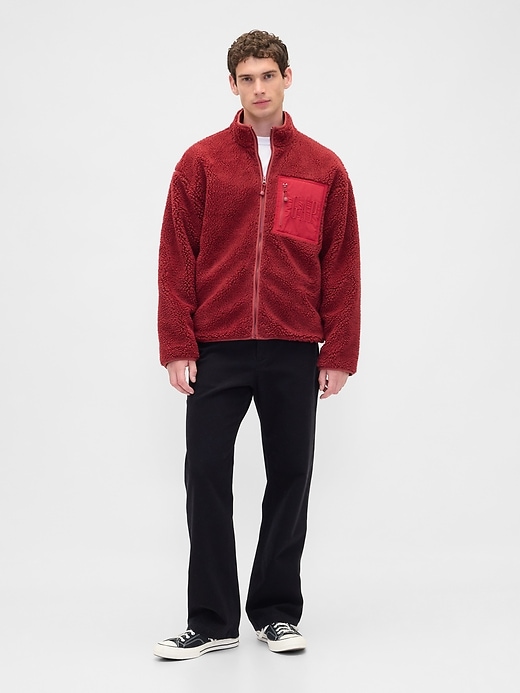 Image number 2 showing, Recycled Sherpa Oversized Logo Zip Jacket