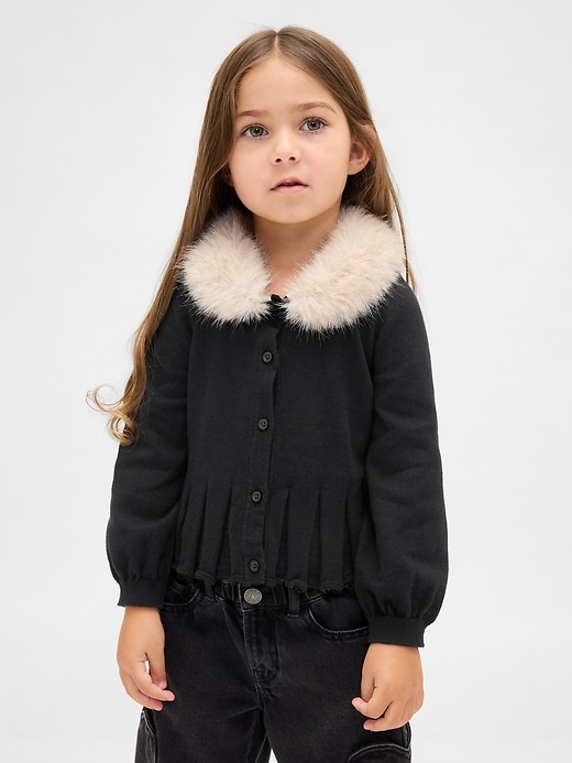 Image number 1 showing, Baby & Toddler Faux-Fur Collar Cardigan