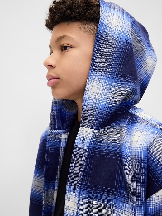 Image number 6 showing, Kids Organic Cotton Hooded Flannel Shirt