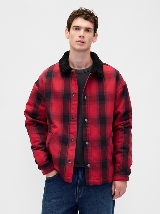 Image number 1 showing, Stranger Things Adult Sherpa-Lined Shirt Jacket