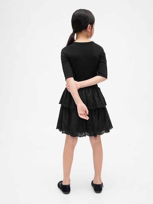 Image number 3 showing, Kids Mixed Media Eyelet Dress