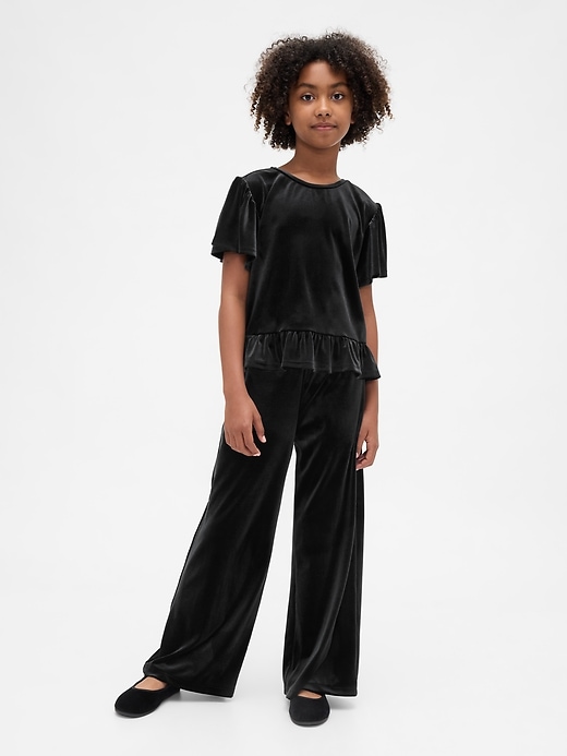 Image number 1 showing, Kids Velvet Wide-Leg Pants