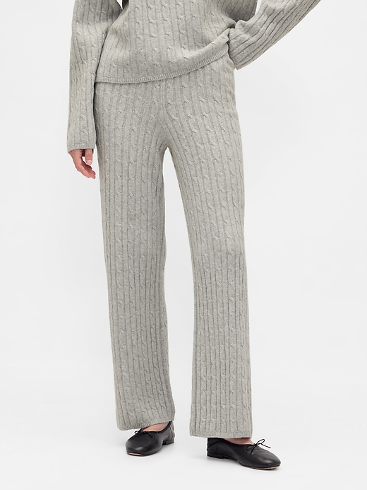 Image number 2 showing, CashSoft Cable-Knit Sweater Pants