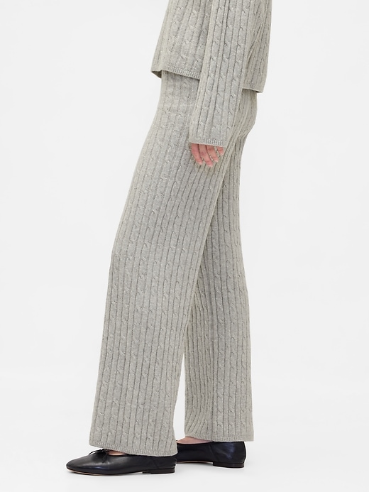 Image number 3 showing, CashSoft Cable-Knit Sweater Pants