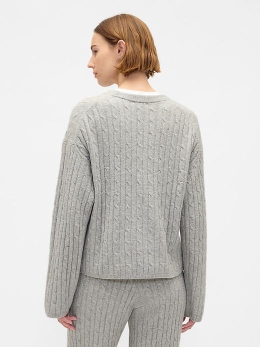 Image number 3 showing, CashSoft Cable-Knit Crewneck Sweater