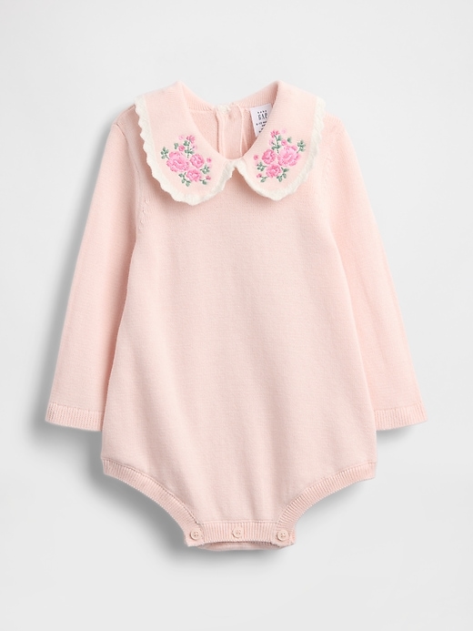 Image number 1 showing, Baby Embroidered Sweater Bodysuit