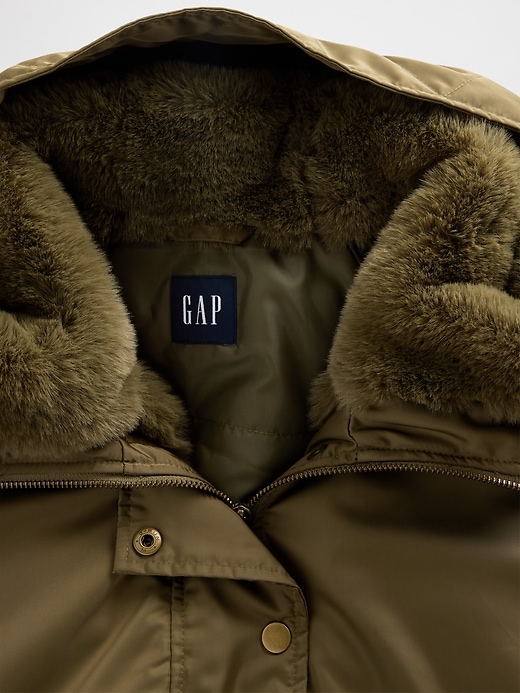Image number 4 showing, Faux Fur-Lined Hooded Utility Jacket