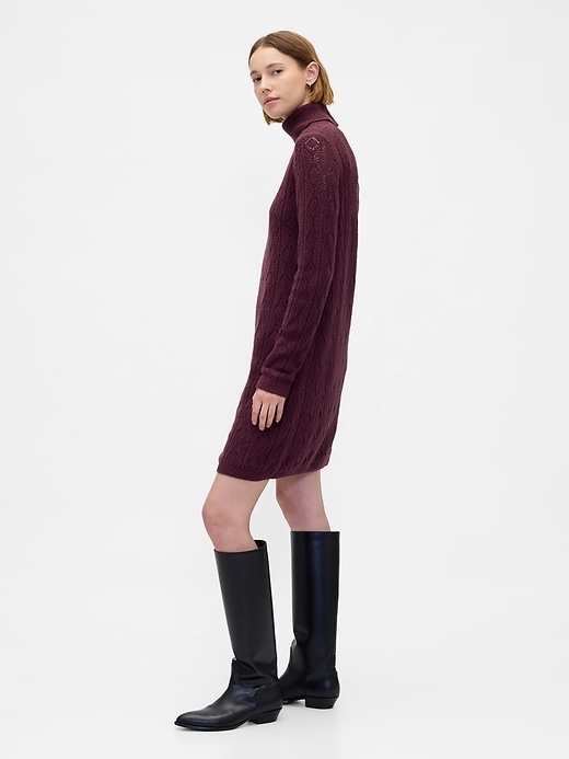 Image number 3 showing, CashSoft Pointelle Turtleneck Sweater Dress