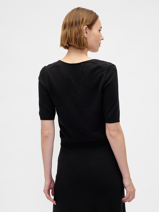 Image number 3 showing, CashSoft Elbow Sleeve Crop Sweater