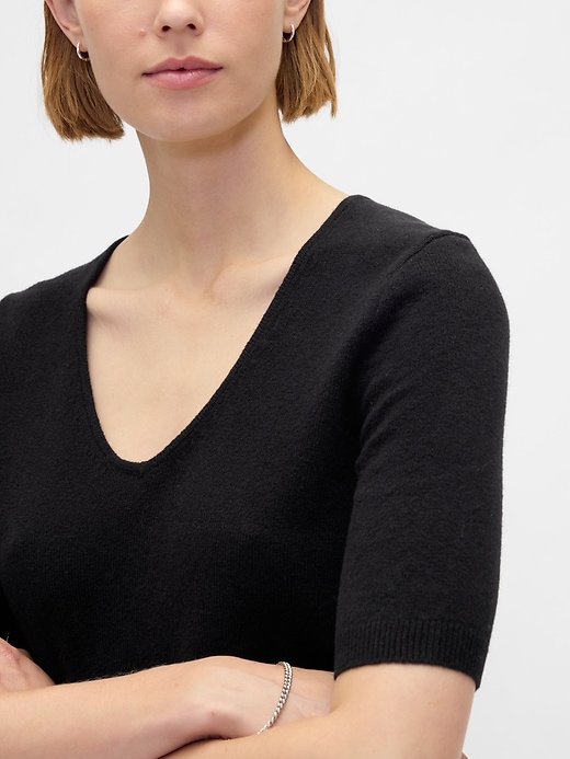 Image number 4 showing, CashSoft Elbow Sleeve Crop Sweater