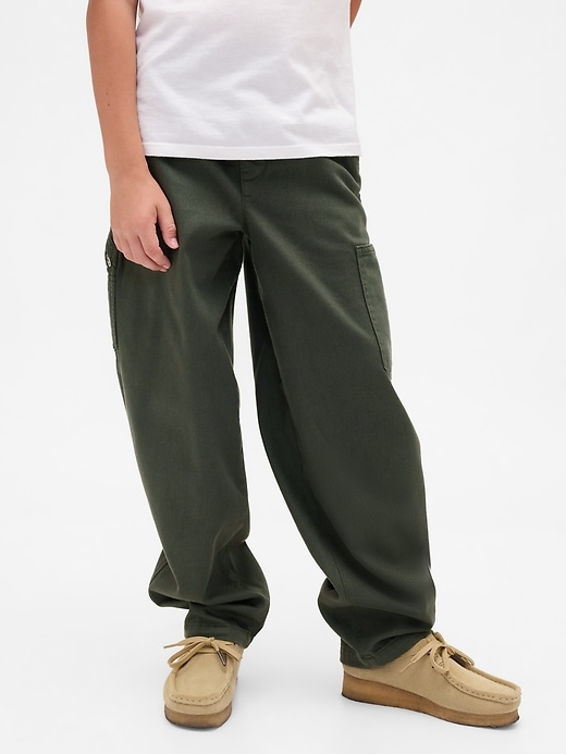 Image number 3 showing, Kids Brushed Cargo Baggy Taper Pants