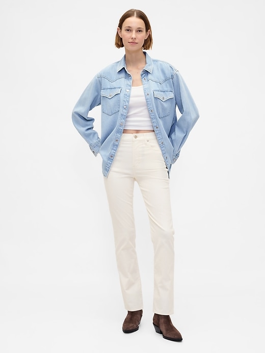 Image number 1 showing, High Rise Corduroy '90s Slim Straight Pants