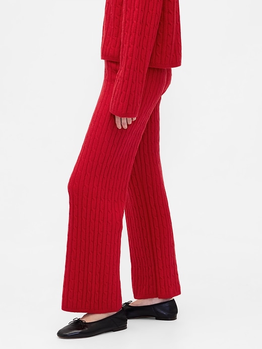 Image number 3 showing, CashSoft Cable-Knit Sweater Pants
