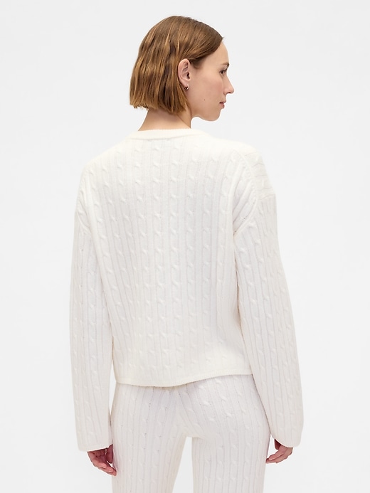 Image number 3 showing, CashSoft Cable-Knit Crewneck Sweater