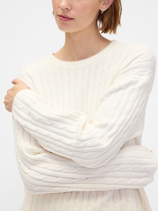 Image number 4 showing, CashSoft Cable-Knit Crewneck Sweater