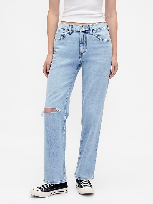 Image number 2 showing, Mid Rise Relaxed Straight Jeans