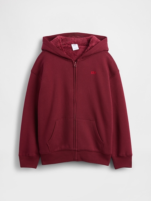 Image number 2 showing, Kids Relaxed Sherpa-Lined Zip Logo Hoodie