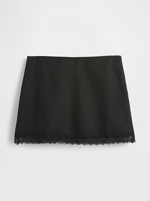 Image number 5 showing, Linen-Blend Lace-Trim Mini Skort