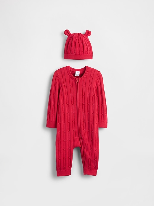 Image number 1 showing, Baby Cable-Knit One-Piece Outfit Set
