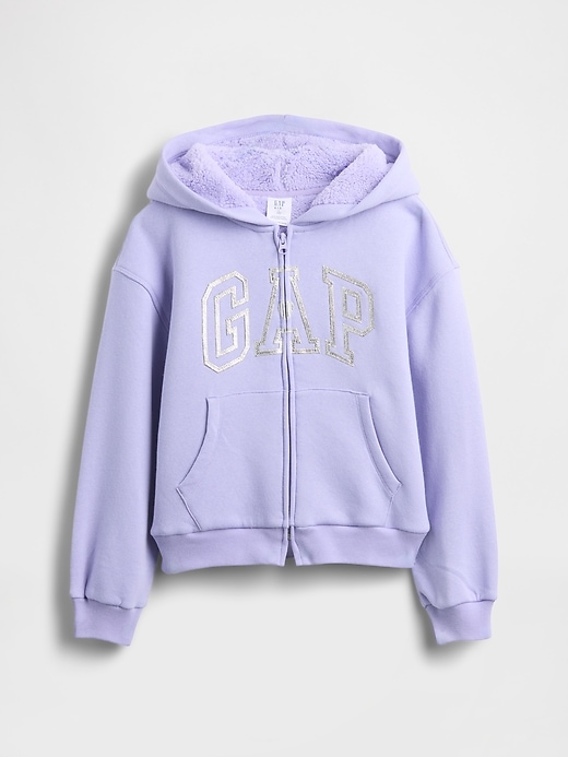 Image number 2 showing, Kids Sherpa-Lined Graphic Logo Hoodie