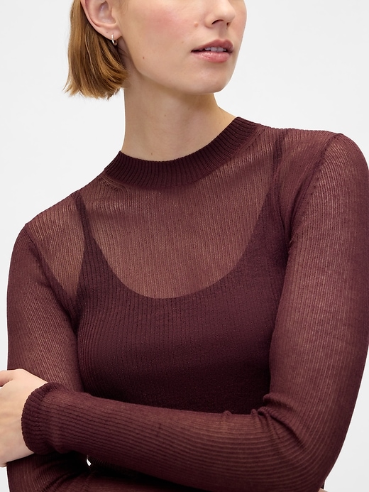 Image number 4 showing, High-Neck Sheer Sweater