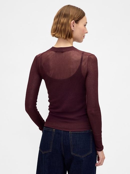 Image number 3 showing, High-Neck Sheer Sweater