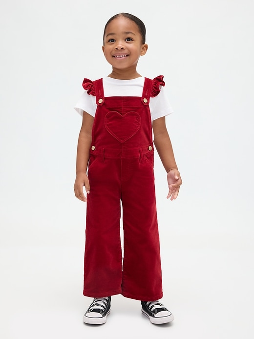 Image number 1 showing, Baby & Toddler Velvet Heart Overalls