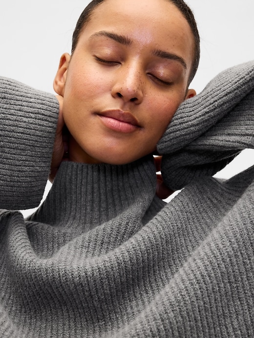 Image number 4 showing, CashSoft Shaker-Stitch Turtleneck Sweater