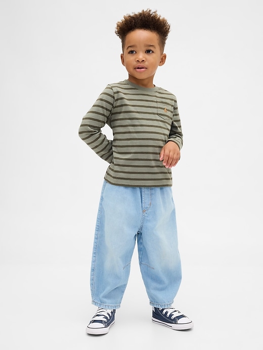 Image number 1 showing, Baby & Toddler Pull-On Barrel Jeans