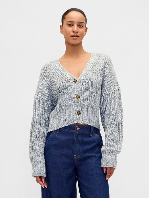 Image number 1 showing, Cotton-Blend Crop Cardigan Sweater