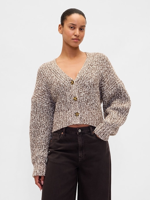 Image number 1 showing, Cotton-Blend Crop Cardigan Sweater