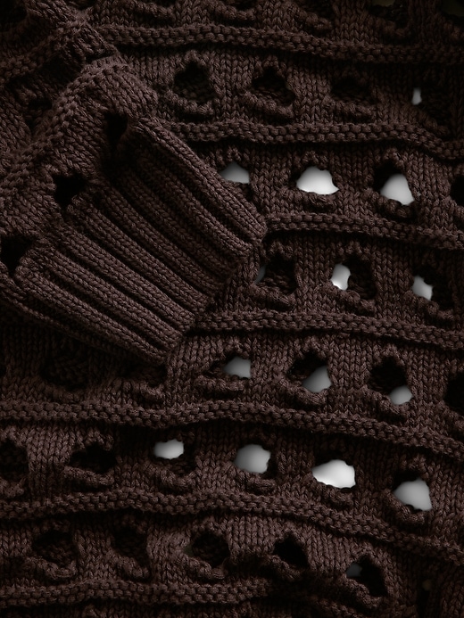 Image number 4 showing, 100% Cotton Oversized Cutout Pointelle Cardigan