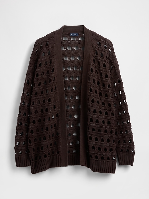 Image number 5 showing, 100% Cotton Oversized Cutout Pointelle Cardigan