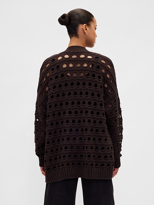 Image number 3 showing, 100% Cotton Oversized Cutout Pointelle Cardigan