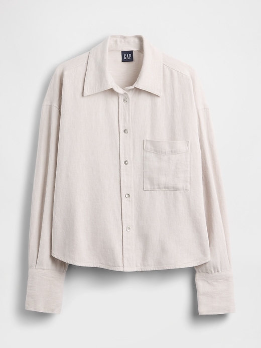 Image number 5 showing, Linen-Cotton Oversized Shirt