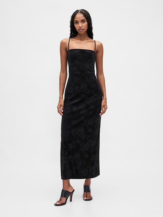 Image number 1 showing, Velvet Square-Neck Maxi Dress