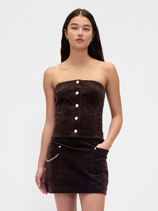 Image number 1 showing, Corduroy Strapless Crop Vest