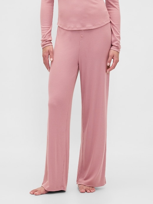 Image number 2 showing, Mini Rib Wide-Leg PJ Pants