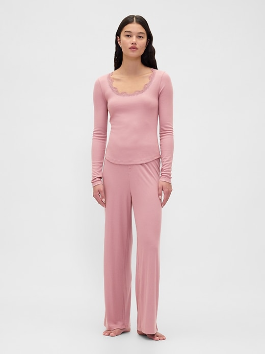 Image number 1 showing, Mini Rib Wide-Leg PJ Pants