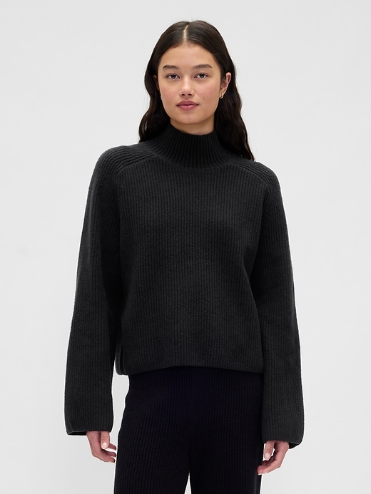 Image number 1 showing, CashSoft Shaker-Stitch Turtleneck Sweater