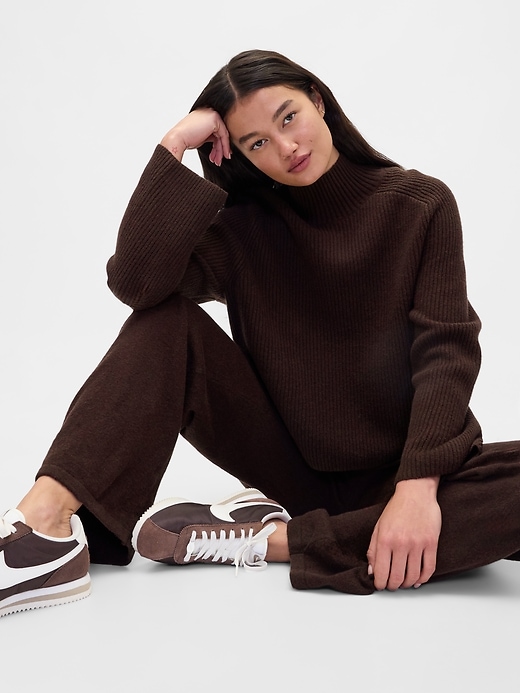 Image number 5 showing, CashSoft Shaker-Stitch Turtleneck Sweater