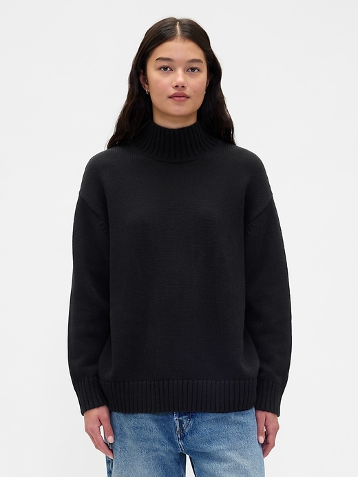 Image number 1 showing, 100% Cotton Oversized Mockneck Sweater