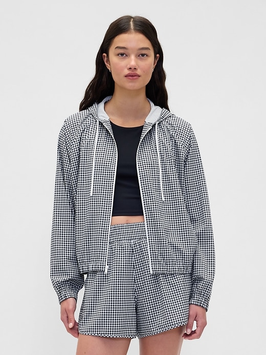 Image number 1 showing, GapFit Tech Gingham Zip Hoodie