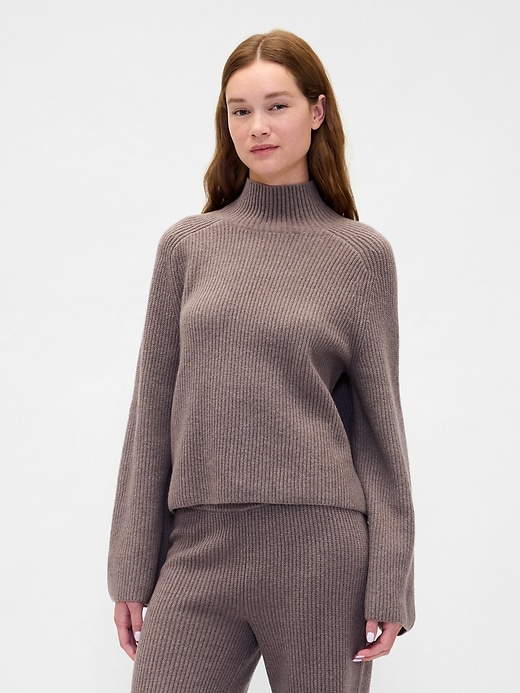Image number 1 showing, CashSoft Shaker-Stitch Turtleneck Sweater