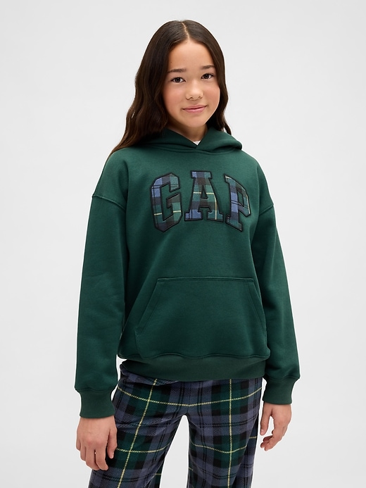 Image number 2 showing, Kids VintageSoft Relaxed Plaid Logo Hoodie