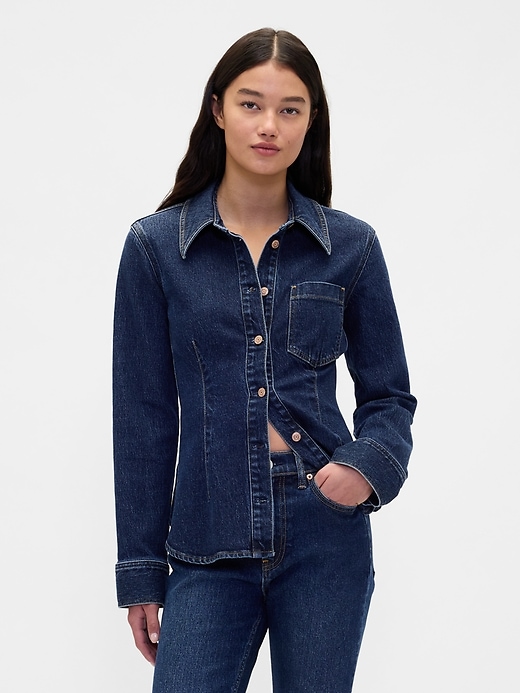 Image number 1 showing, Denim Cinch-Seam Shirt